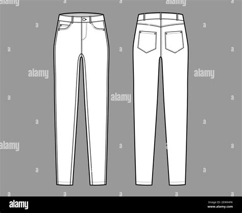 Jeans Tapered Denim Pants Technical Fashion Illustration With Full Length Low Waist Rise 5