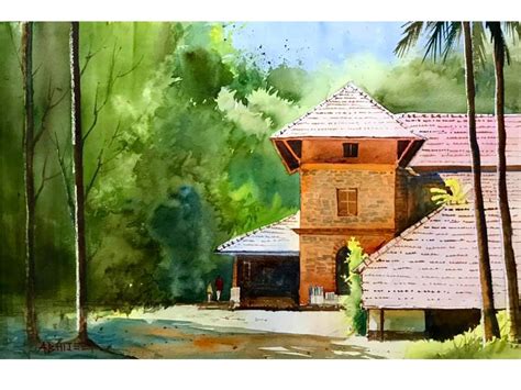 Rural House Watercolor Painting By Abhijeet Bahadure Exotic India Art