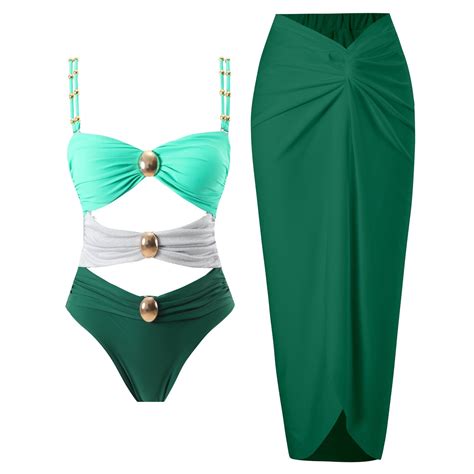 Arnsht Women S One Piece Swimsuit Adjustable Suspenders Backless Beach Wrap Skirt Retro Bikini