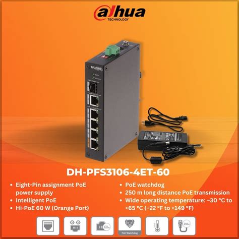Dahua DH-PFS3106-4ET-60 4-Port PoE Switch (Unmanaged) | Shopee Philippines