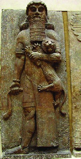 Gilgamesh Holding A Lion From An Assyrian Relief Museé Du Louvre