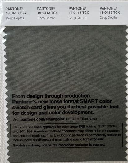 Pantone Tcx Cotton Swatch Card 19 0413 Tcx Deep Depths