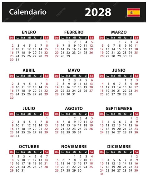 Premium Vector | 2028 Calendar vector stock illustration Spain Spanish