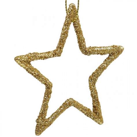 Floristik De Weihnachtsdeko Stern Anh Nger Golden Glitter Cm St