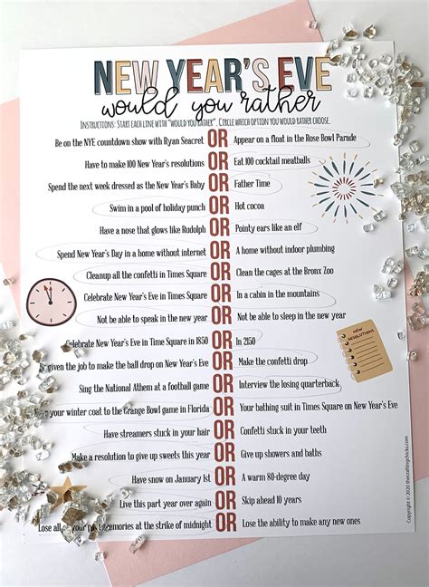 New Year's Eve Would You Rather Printable Game - The Crafting Chicks