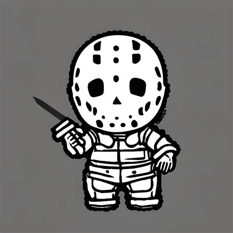 Kawaii Chibi Coloring Page Jason Voorhees · Creative Fabrica