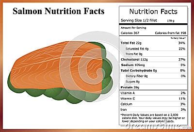 Salmon Nutrition Facts Stock Vector - Image: 55075415