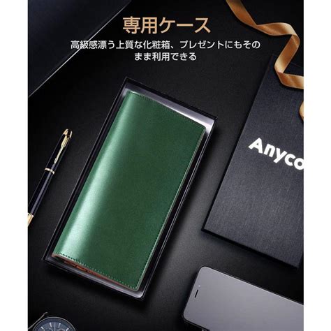 Anycool メンズ 栃木レザー 長財布 本革 大容量 薄い Ykkファスナー レディース財布 二つ折り ウォレット 牛革 小銭入れ サイ