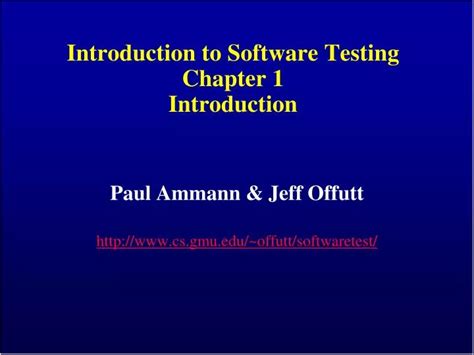 PPT Introduction To Software Testing Chapter 1 Introduction