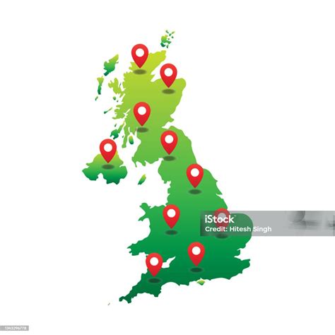 United Kingdom With Pin Location Stock Illustration Download Image