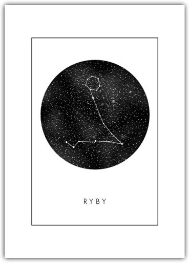 Plakat Znaki Zodiaku Ryby X Grafika Astrologiczna Gwiazdy Niebo