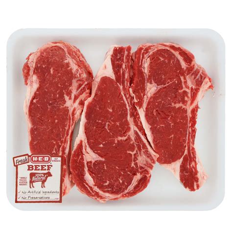 H E B Beef Ribeye Steak Boneless Thick USDA Choice