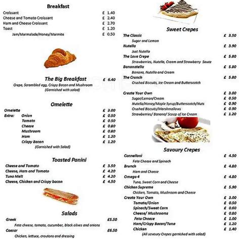 Menu At Love Crepe Cafe Sutton