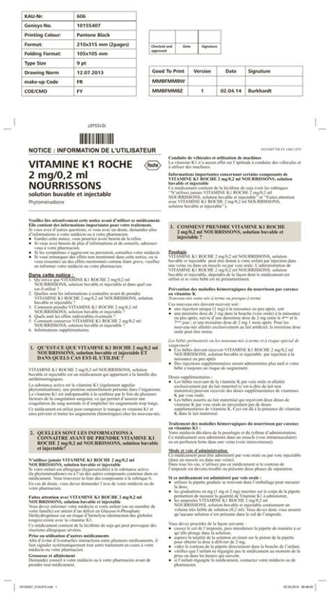 VITAMINE K1 ROCHE 2 Mg 0 2 Ml NOURRISSONS