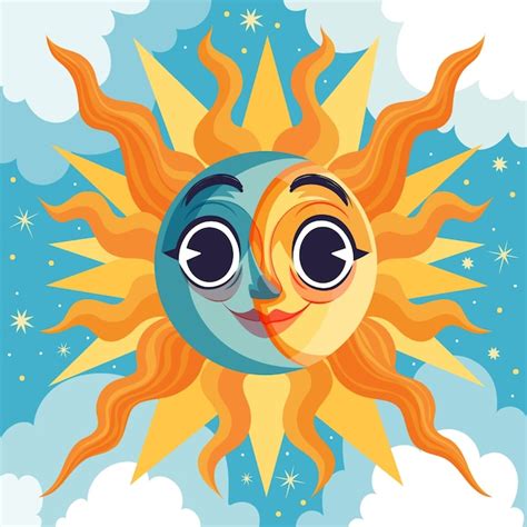 Dibujado A Mano Ilustración De Dibujo De Sol Y Luna Vector Gratis