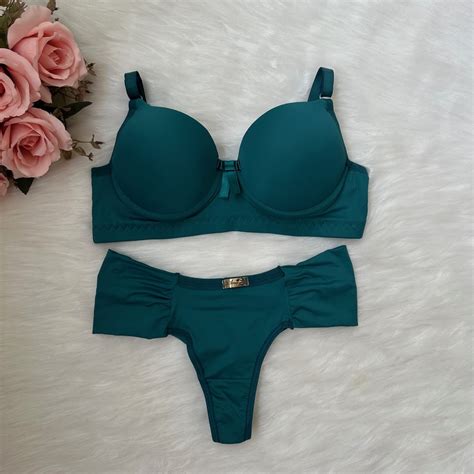 Conjunto Lingerie Poliamida Premium Sutiã Bojo Calcinha Fio Duplo