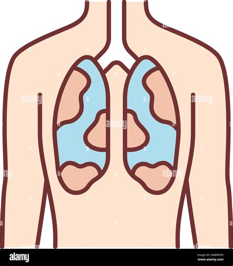 Ill Lungs Color Icon Sore Human Organ Tuberculosis Cancer Unhealthy