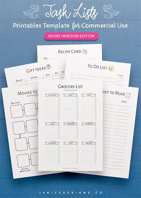 list printables template template printable indesign