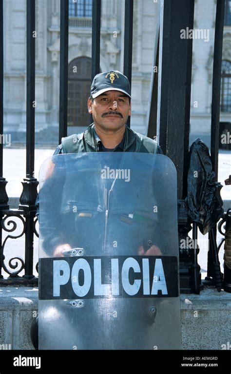 Riot Policeman Palacio De Gobierno Government Palace Plaza De