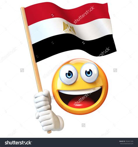 Emoji Holding Egyptian Flag Emoticon Waving Stock Illustration ...