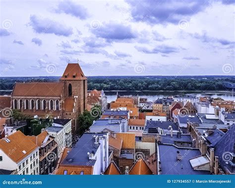 Aerial Panorama of Old Town with Cathedral - Torun, Poland Stock Image ...