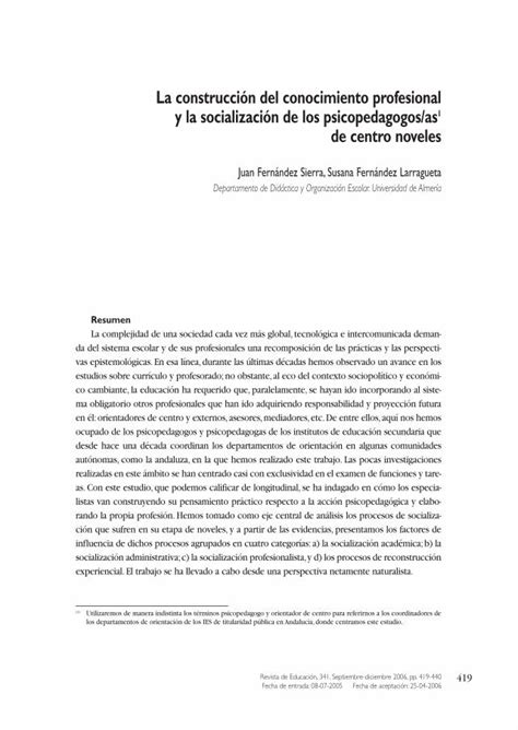 PDF La construcción del conocimiento profesional y la socialización