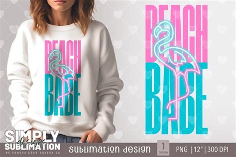 Beach Babe Neon Flamingo Png Summer Sublimation
