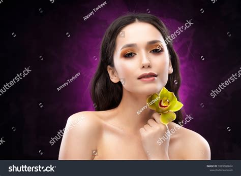 Beautiful Brunette Nude Shoulders Girl Sensually Stock Photo Edit Now