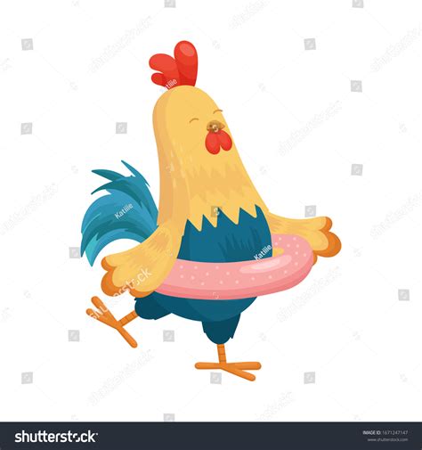 Cute Cartoon Children Character Rooster Chicken Stock Vector (Royalty ...