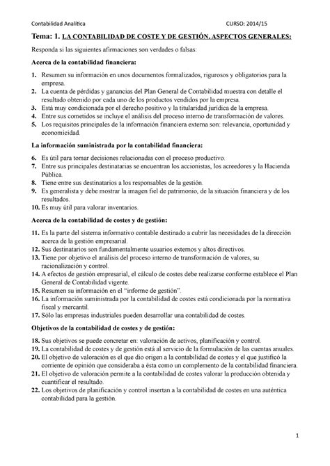 Examen 14 Agosto 2014 preguntas Contabilidad Analítica CURSO 2014