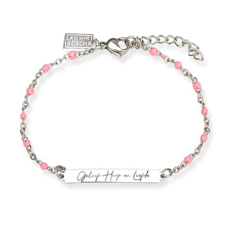 Geloof Hoop Liefde Bar Armband Roze Sieraad Met Een Boodschap