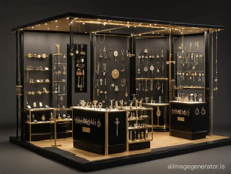 Exquisite Black and Gold Master and Margarita Style Jewelry Exhibition ...