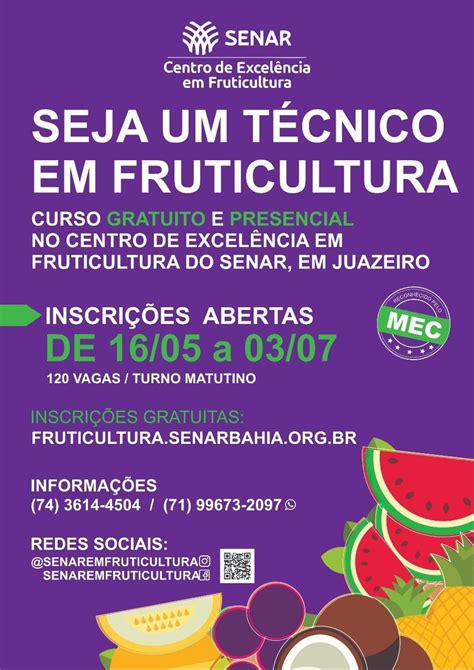 Inscri Es Abertas Para Curso T Cnico Em Fruticultura Gratuito E