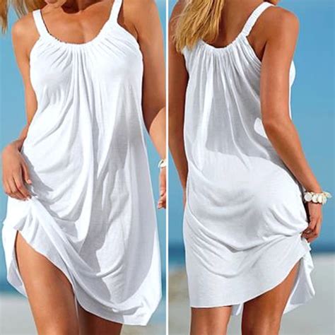 Women Beach Cover Ups Summer Sleeveless Beachwear Swim Beach Cover Up Dress Short Mini Dress