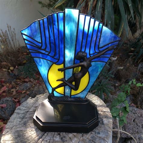 Stained Glass Lamp, Stained Glass Lamp, Blue Stained Glass Lamp, Glass ...