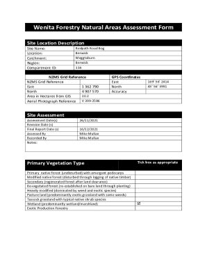 Fillable Online Wenita Forestry Natural Areas Assessment Form Redpath