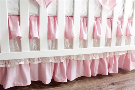 Baby Girl Crib Bedding. Pink and Ivory Lace Ruffled Crib - Etsy