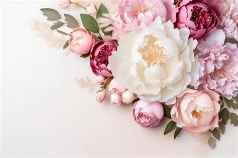 Premium AI Image | A floral arrangement with peonies and peonies on a white background