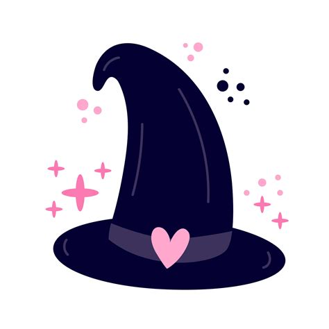 Halloween Witch Hat With Pink Heart Vector Flat Illustration 28666348 Vector Art At Vecteezy