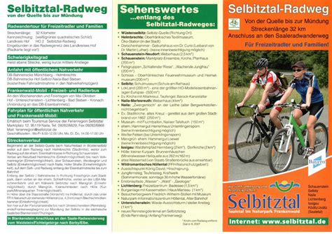 Pdf Selbitztal Radweg Sehenswertes Selbitztal Radweg Von Der Quelle