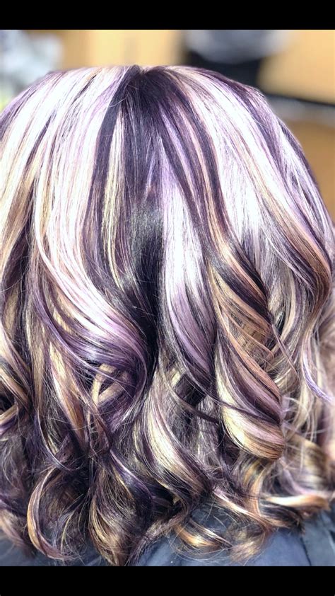 Purple highlights blonde highlights #blonde #highlights #color #hair ...