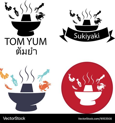 Tom Yum Sukiyaki Spicy Hot Pot Logo Icon Vector Image