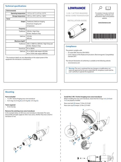 Technical Specifications 3 In 1 Active Imaging Nose Cone Transducer