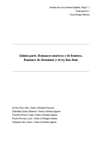 Practica Evaluable El Romance De Abenamar Pdf