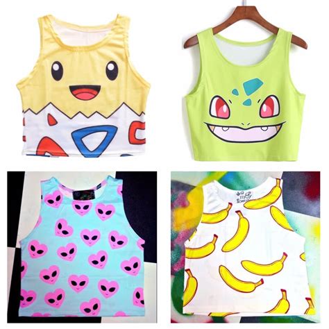 New Pokemon Women Crop Top Fashion Sleeveless Cartoon Squirtle