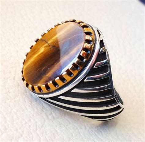 Tiger Eye Cat Eye Brown Natural Flat Oval Sterling Silver Etsy