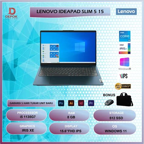 Jual LENOVO IDEAPAD SLIM 5 15 I5 1135G7 8GB 512SSD WWINDOWS 11 15 6 FHD