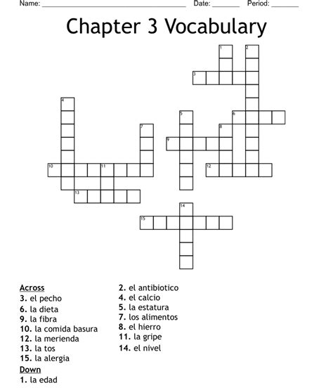 Chapter 3 Vocabulary Crossword WordMint