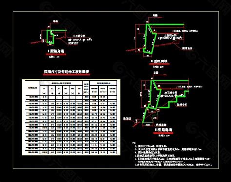 衡重式挡土墙结构详细cad设计施工装饰装修素材免费下载图片编号4658080 六图网