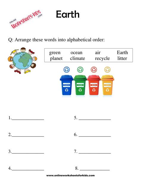 Earth Worksheets for grade 1-10